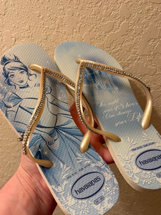 Havaianas Shoes - Havaianas Disney Cinderella Light Blue Slim Bridal Swarovski Crystal Sandals
